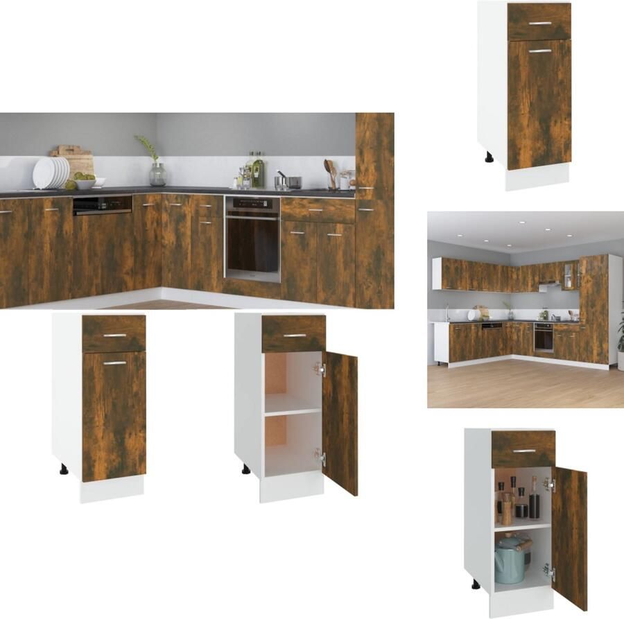 VidaXL Ladekast Ladekasten Onderkast Onderladekast Onderkast met lade 30x46x81 5 cm bewerkt hout gerookt eiken