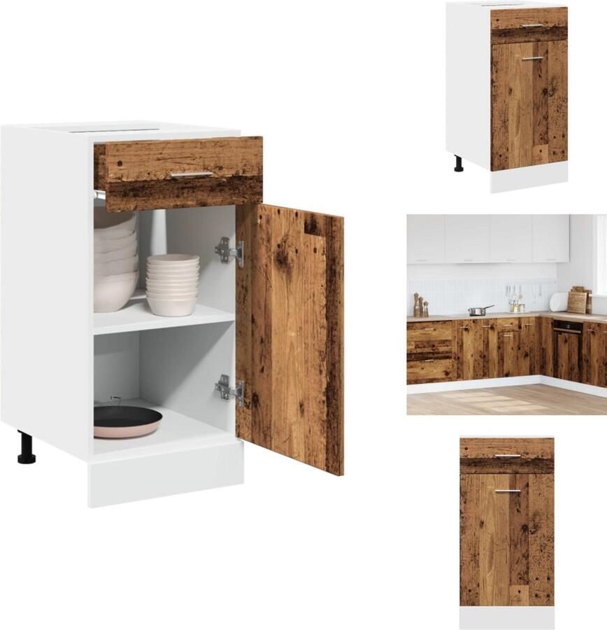 VidaXL Ladekast Ladekasten Onderkast Onderladekast Onderkast met lade 40x46x81 5 cm bewerkt hout oud houtkleurig