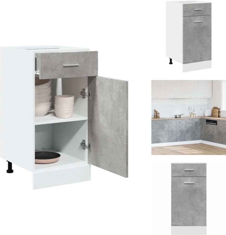 VidaXL Ladekast Ladekasten Onderkast Onderladekast Onderkast met lade 40x46x81 5 cm bewerkt hout betongrijs