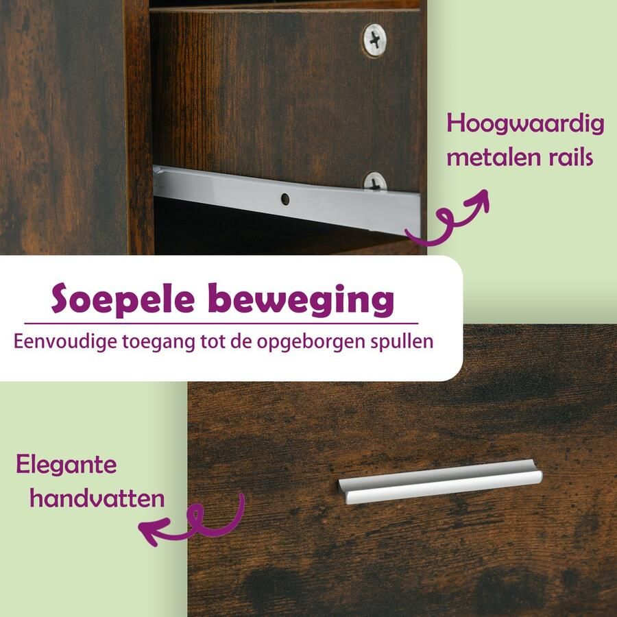 VidaXL Onderkast met lade Lyon 50x46x81 5 cm bewerkt hout gerookt eiken Onderkast Keukenmeubilair Bruine Kast Houten Kast Opslagoplossing