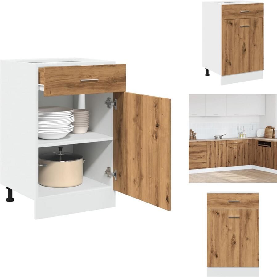 VidaXL Ladekast Ladekasten Onderkast Onderladekast Onderkast met lade 50x46x81 5 cm bewerkt hout artisanaal eiken