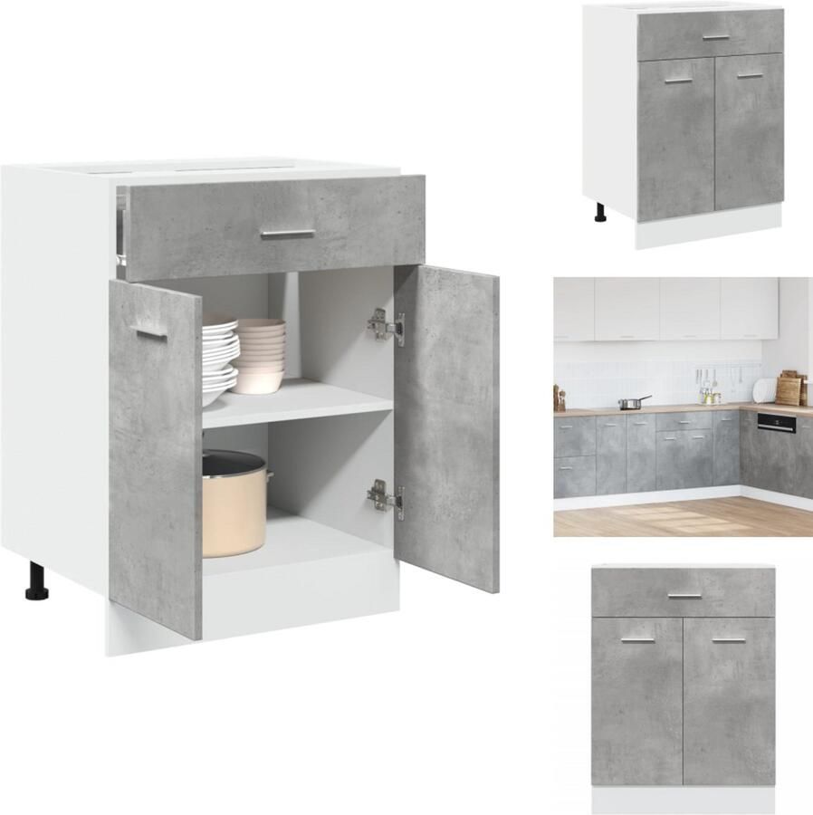 VidaXL Ladekast Ladekasten Onderkast Onderladekast Onderkast met lade 60x46x81 5 cm bewerkt hout betongrijs