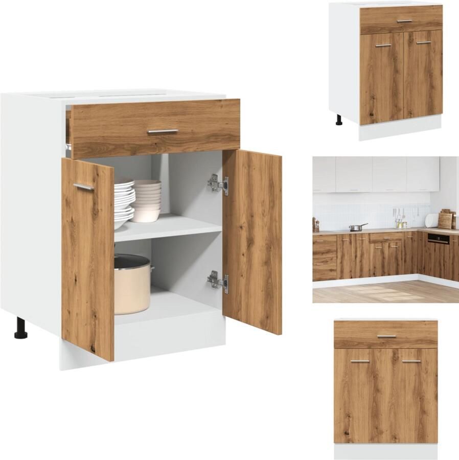 VidaXL Ladekast Ladekasten Onderkast Onderladekast Onderkast met lade 60x46x81 5 cm bewerkt hout artisanaal eiken