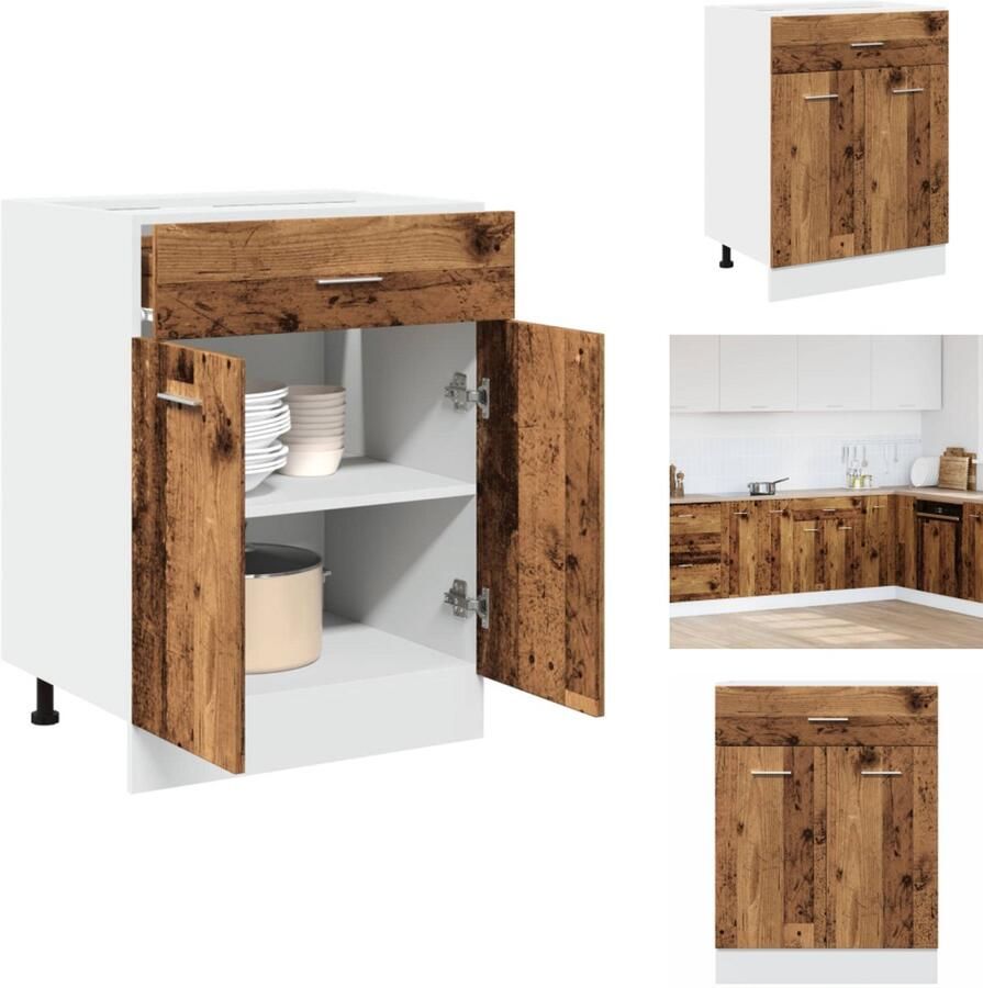 VidaXL Ladekast Ladekasten Onderkast Onderladekast Onderkast met lade 60x46x81 5 cm bewerkt hout oud houtkleurig