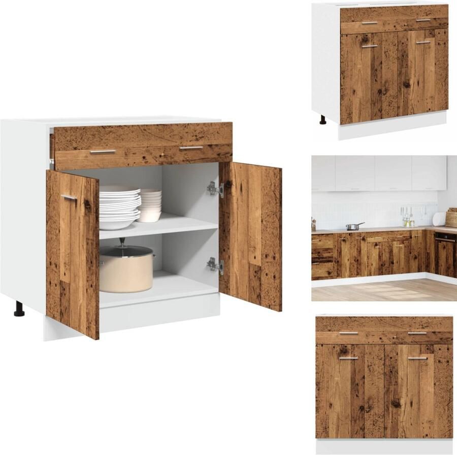VidaXL Ladekast Ladekasten Onderkast Onderladekast Onderkast met lade 80x46x81 5 cm bewerkt hout oud houtkleurig