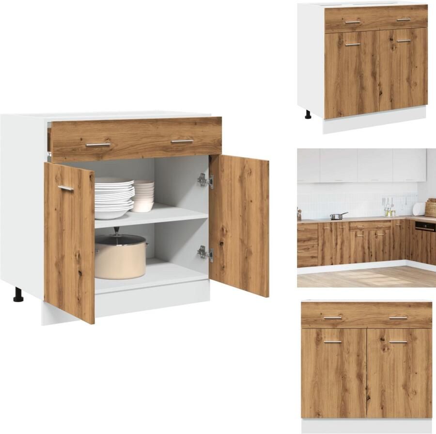 VidaXL Ladekast Ladekasten Onderkast Onderladekast Onderkast met lade 80x46x81 5 cm bewerkt hout artisanaal eiken