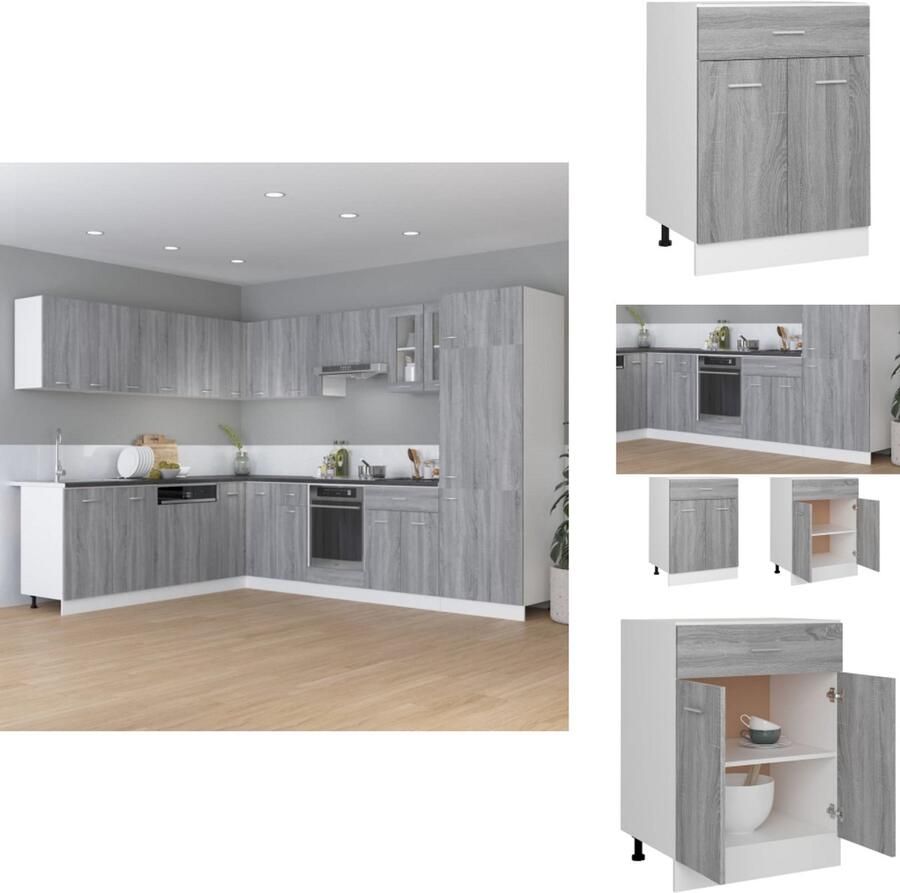 VidaXL Ladekast Ladekasten Onderkast Onderladekast Onderkast met lade Lyon 60x46x81 5 cm bewerkt hout grijs sonoma