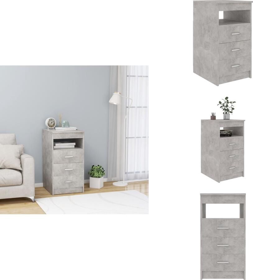 VidaXL Ladekast Ladekasten Opbergkast Opbergkasten Ladekast 40x50x76 cm bewerkt hout betongrijs