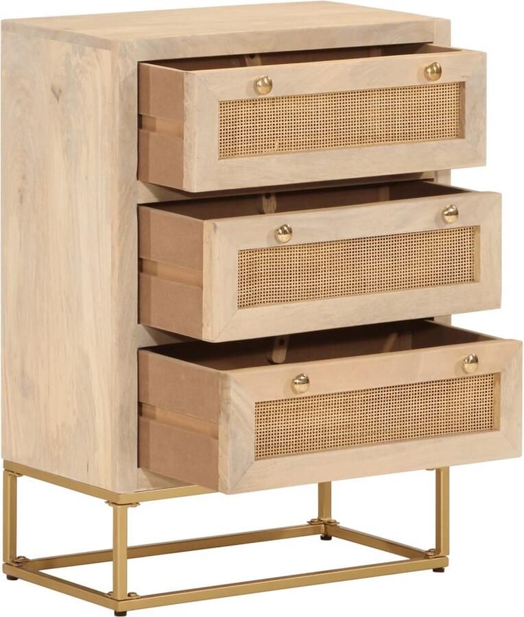 VidaXL Ladekast Mangohout en IJzer 55x30x76 cm Ladekast Ladekasten Ladenkast Ladeblok