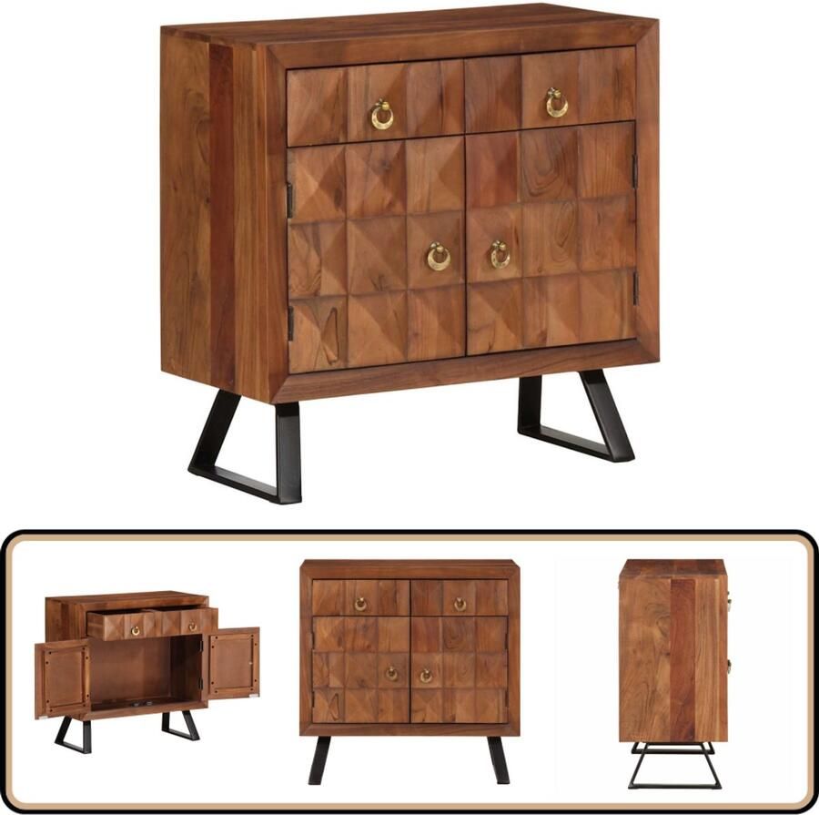 VidaXL Ladekast Massief Acaciahout Honingbruin Ladekast Vintage Kast Hout Kast Acacia Hout Opbergkast