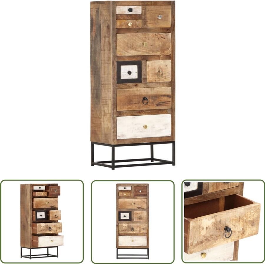 VidaXL Ladekast Massief Gerecycled Hout 8 Lades Ladekast Bruin Vintage Kast Industrieel Design Hout Ladenkast
