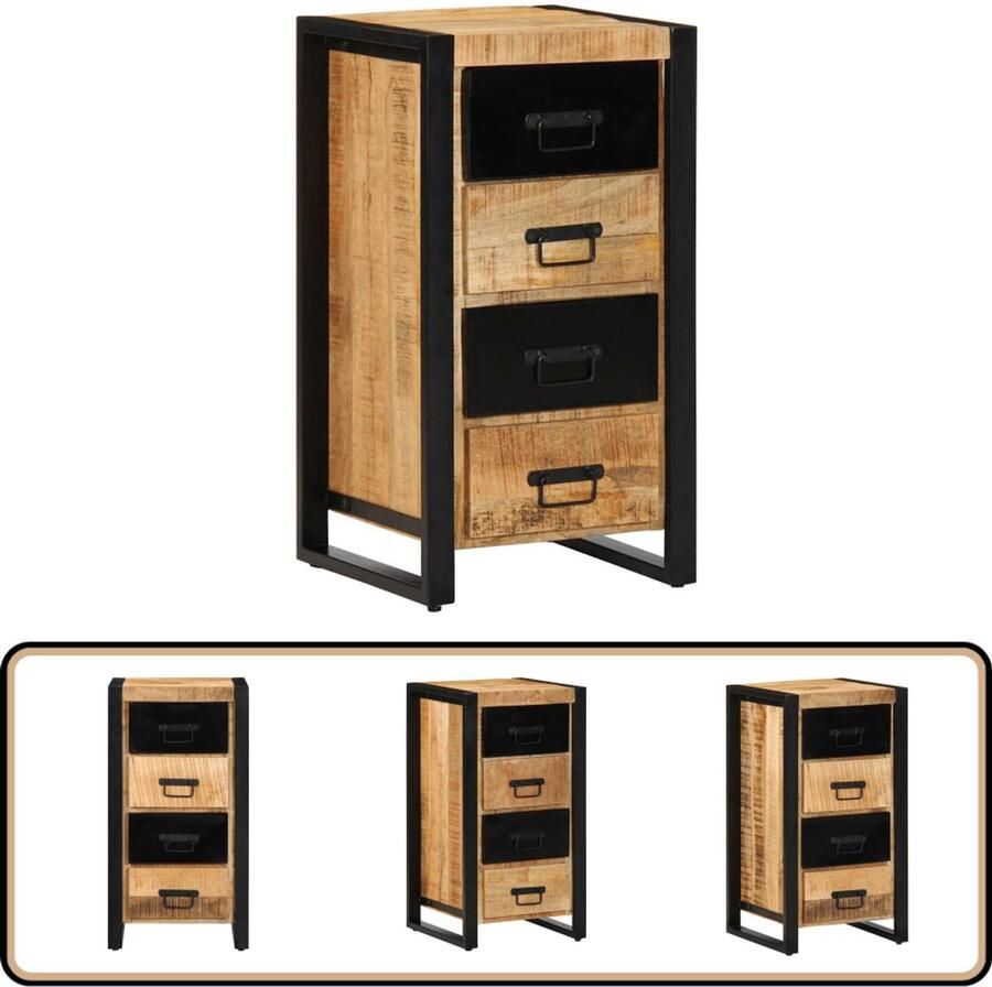 VidaXL Ladekast Massief Mangohout 40x40x90 cm Ladekast Vintage Kast Mangohout Kast Opbergkast Industrieel Meubilair
