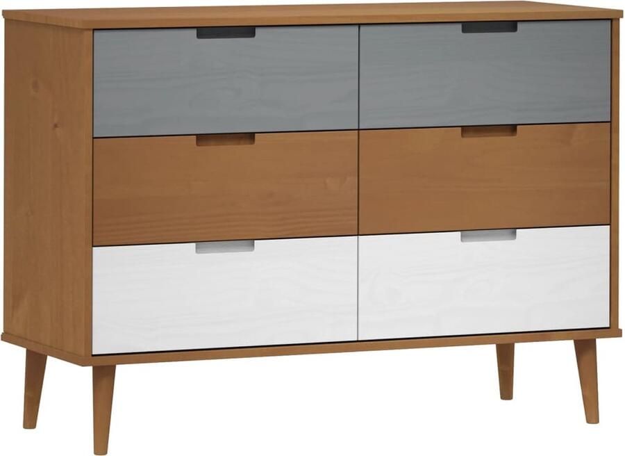 VidaXL Ladekast MOLDE 113x40x80 cm massief grenenhout bruin - Foto 2