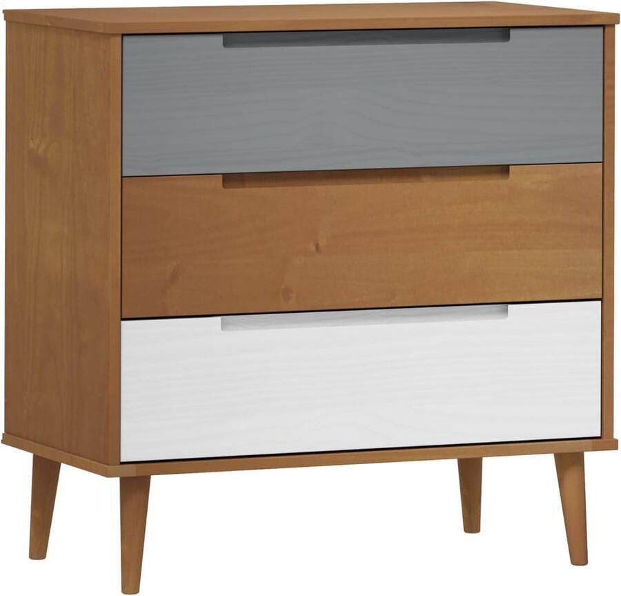 VidaXL Ladekast MOLDE 80x40x80 cm massief grenenhout bruin - Foto 2