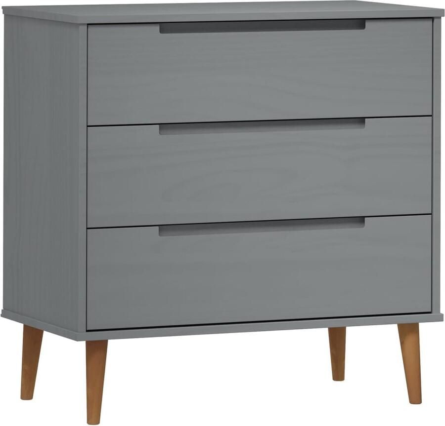 VidaXL Ladekast MOLDE 80x40x80 cm Grijs Ladekast Scandinavisch Design Grenenhout Vintage Tv Stand