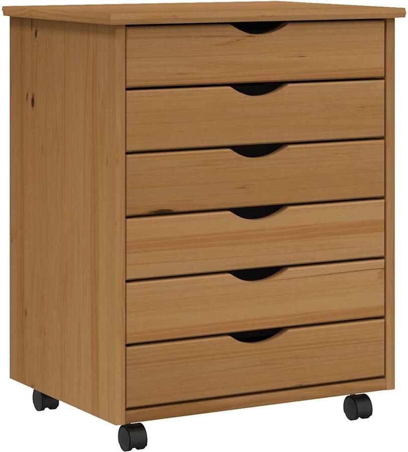 VidaXL Ladekast MOSS Massief Grenenhout Honingbruin Ladekast Houten Kast Opslagoplossing Bureaulade Vergaderzaalkast Kantooraccessoires Home Office Multifunctionele Kast Grijze Kast Stijlvolle Kast Robuuste Kast