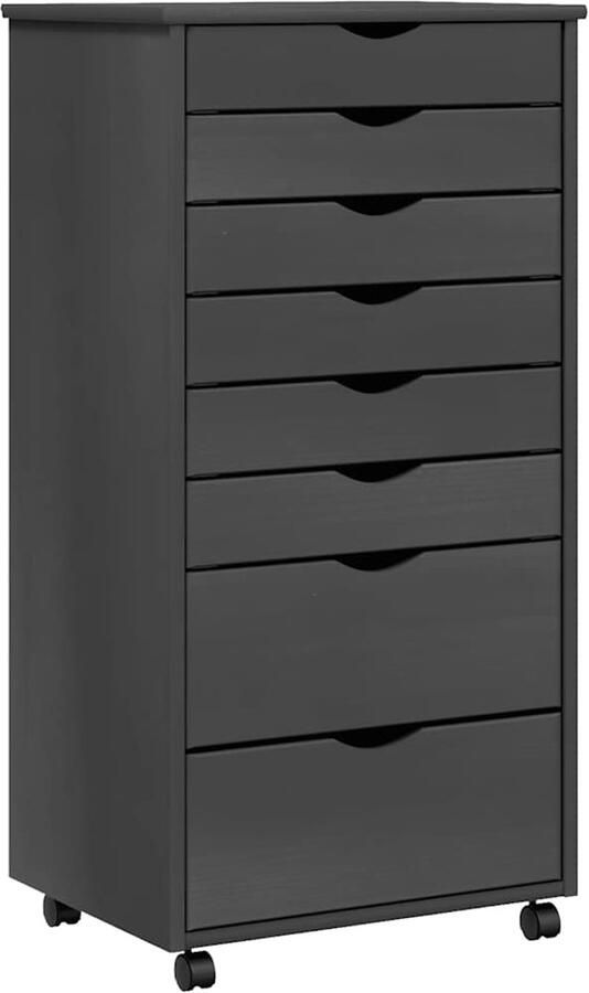 VidaXL -Ladekast-MOSS-verrijdbaar-massief-grenenhout-grijs - Foto 2