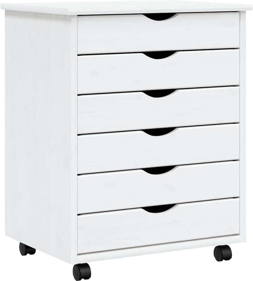 The Living Store MOSS Verrijdbare ladekast 53 x 39 x 65.5 cm Massief grenenhout Verrijdbare Ladekast Houten Ladekast Grenenhouten Meubels Opbergkast Buroladeblokje - Foto 2