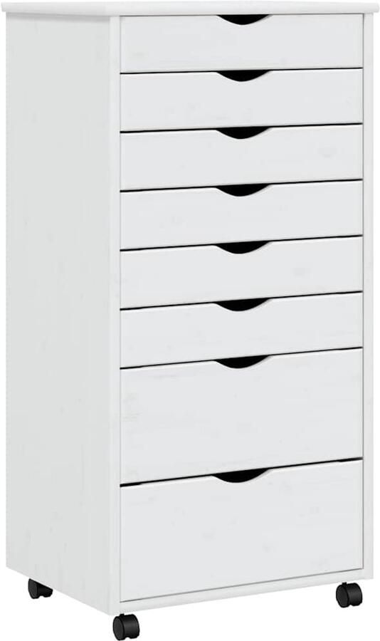 VidaXL -Ladekast-MOSS-verrijdbaar-massief-grenenhout-wit - Foto 2