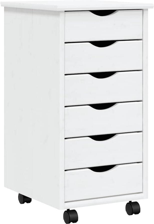 VidaXL -Ladekast-MOSS-verrijdbaar-massief-grenenhout-wit - Foto 2