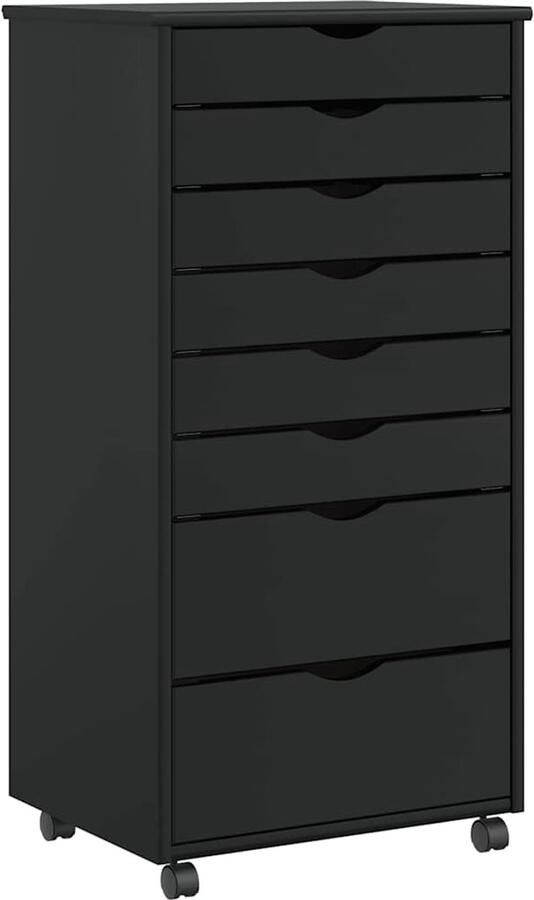 VidaXL Ladekast MOSS verrijdbaar massief grenenhout zwart