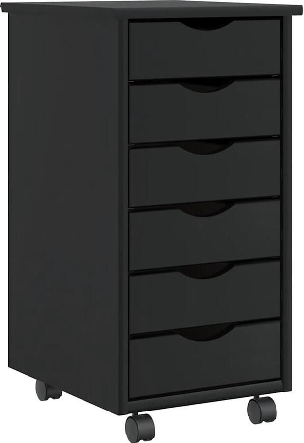 VidaXL Ladekast MOSS verrijdbaar massief grenenhout zwart