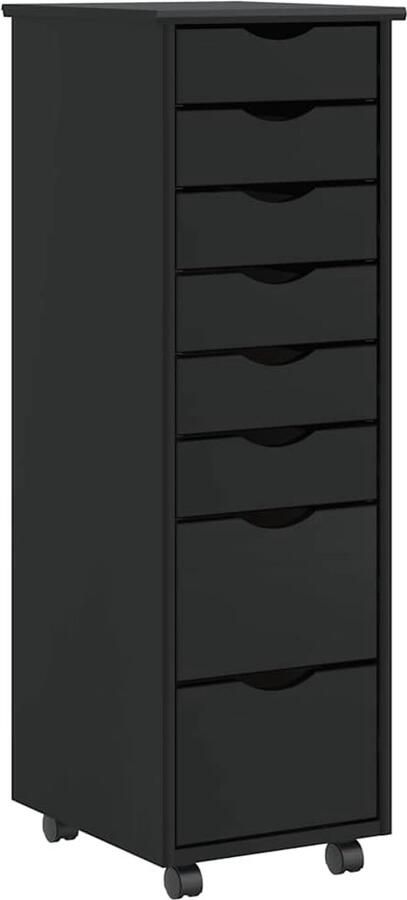 VidaXL Ladekast MOSS Zwart 8 lades Grenenhout Bureaukast Bureaukasten Ladekast Ladenkast