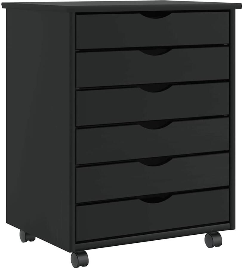 VidaXL Ladekast MOSS verrijdbaar massief grenenhout zwart