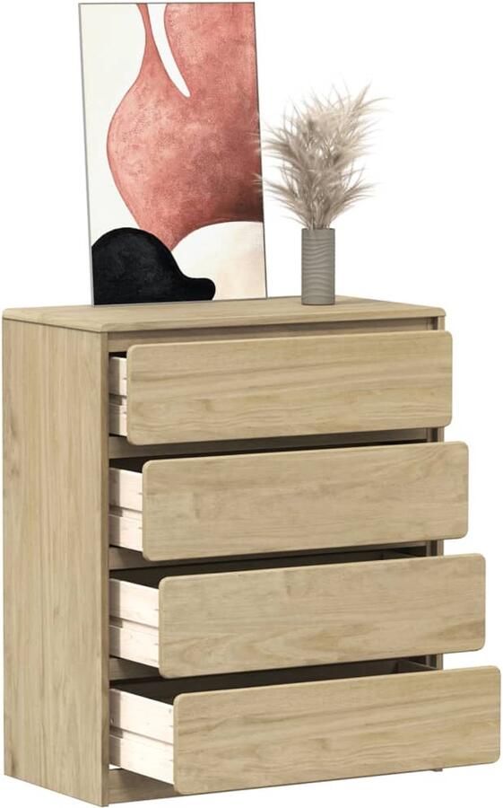 VidaXL Ladekast SAUDA 4 lades Eikenkleurig Grenenhout Ladekast Ladekasten Ladenkast Ladeblok