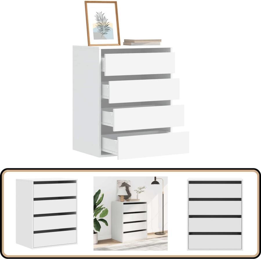 VidaXL Ladekast Wit 60x41x76 cm Bewerkt Hout Ladekast Houten Ladekast Vintage Ladekast Wit Meubel Opslagkast