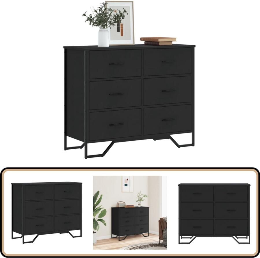 VidaXL Ladekast Zwart 91x35 5x74 5 cm 6 lades Ladekast Ladekasten Ladenkast Ladeblok