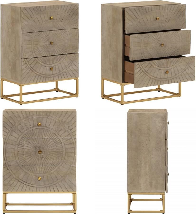 VidaXL Ladekastje 55x30x76 cm massief mangohout en ijzer Ladekast Ladekasten Ladenkast Ladeblok