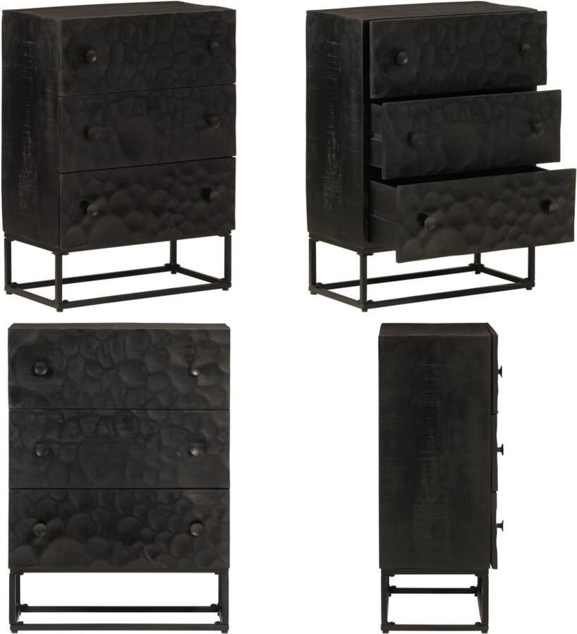 VidaXL Ladekastje 55x30x76 cm massief mangohout en ijzer zwart Ladekast Ladekasten Ladenkast Ladeblok