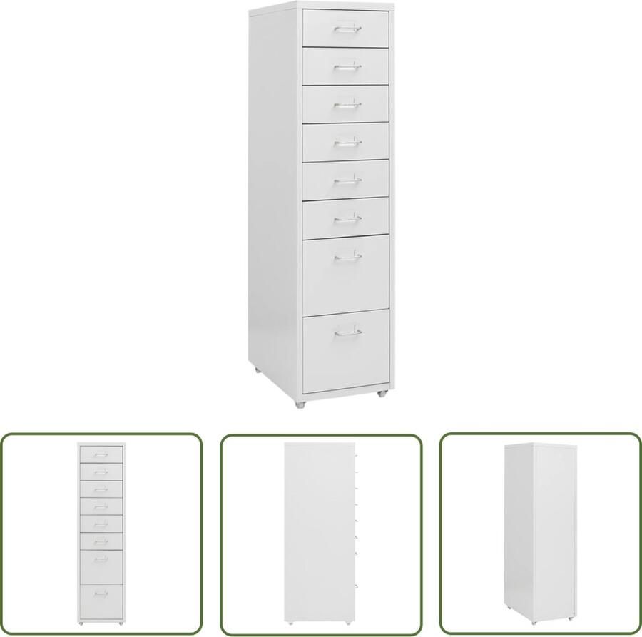 The Living Store Ladeblok verrijdbaar 28x41x109 cm metaal grijs Archiefkaartje Ladenkast Opslagoplossing Kantooraccessoires Administratieve Materialen - Foto 2