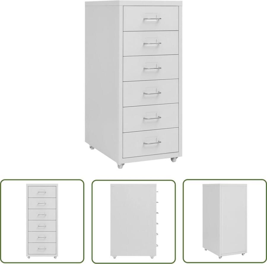 The Living Store Ladeblok verrijdbaar 28x41x69 cm metaal grijs Archiefkaartje Ladenkast Kasten Kantooraccessoires Opslagoplossing - Foto 2