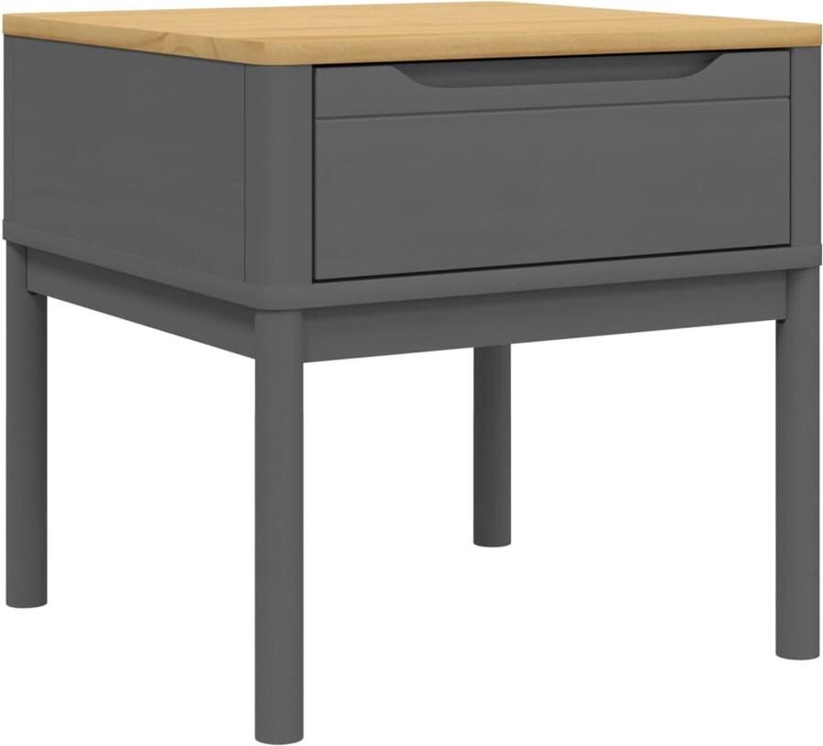 The Living Store Lamptafel FLORO 55x55x54 cm massief grenenhout grijs Nachtaandacht Lamptafel Salontafel Kastje Meubilair