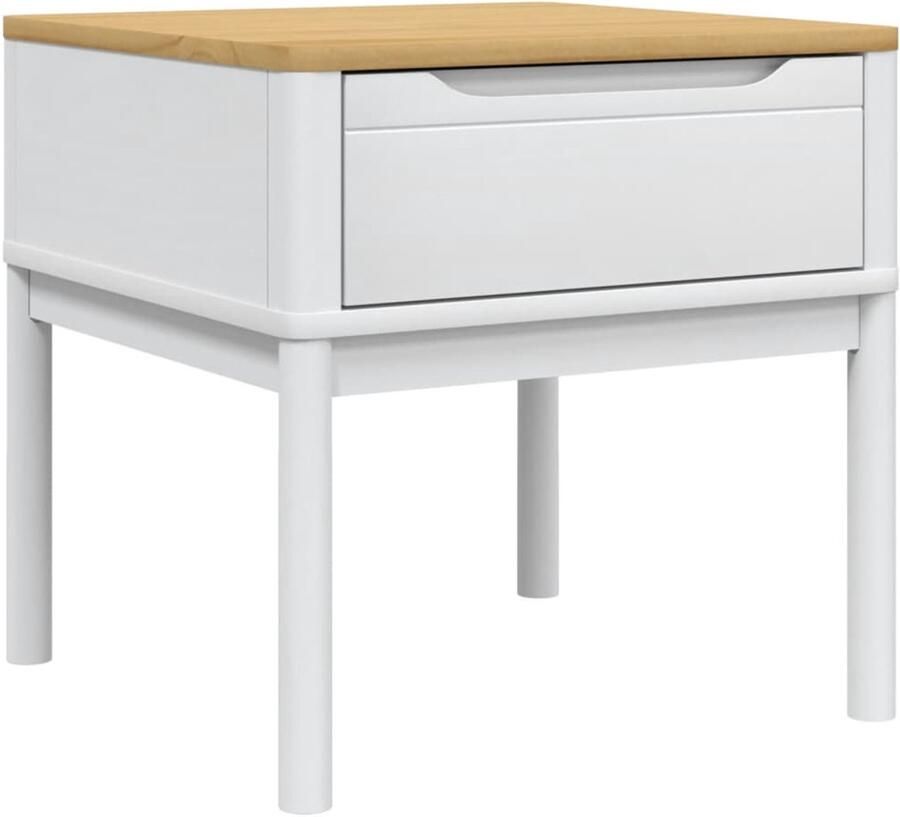 VidaXL Lamptafel Lamptafels Bijzettafel Bijzettafels Lamptafel FLORO 55x55x54 cm massief grenenhout wit