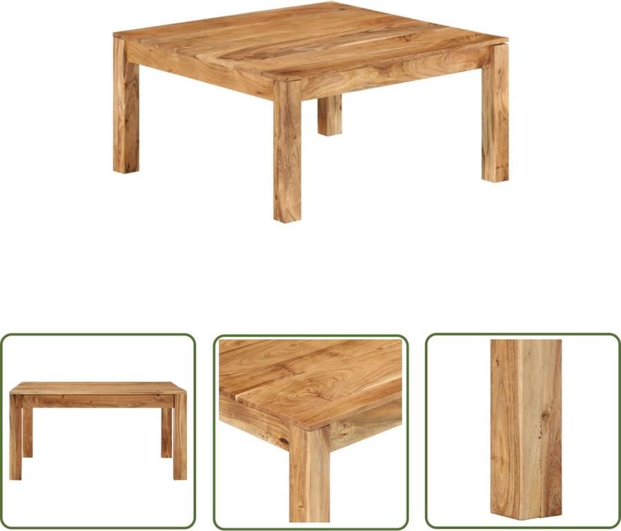 The Living Store Retro Banktafel Massief Acaciahout 80 x 80 x 40 cm Landelijke Stijl Retro Meubilair Landelijke Salontafel Acacia Hout Vintage Tafellamp Bruine Salontafel - Foto 2