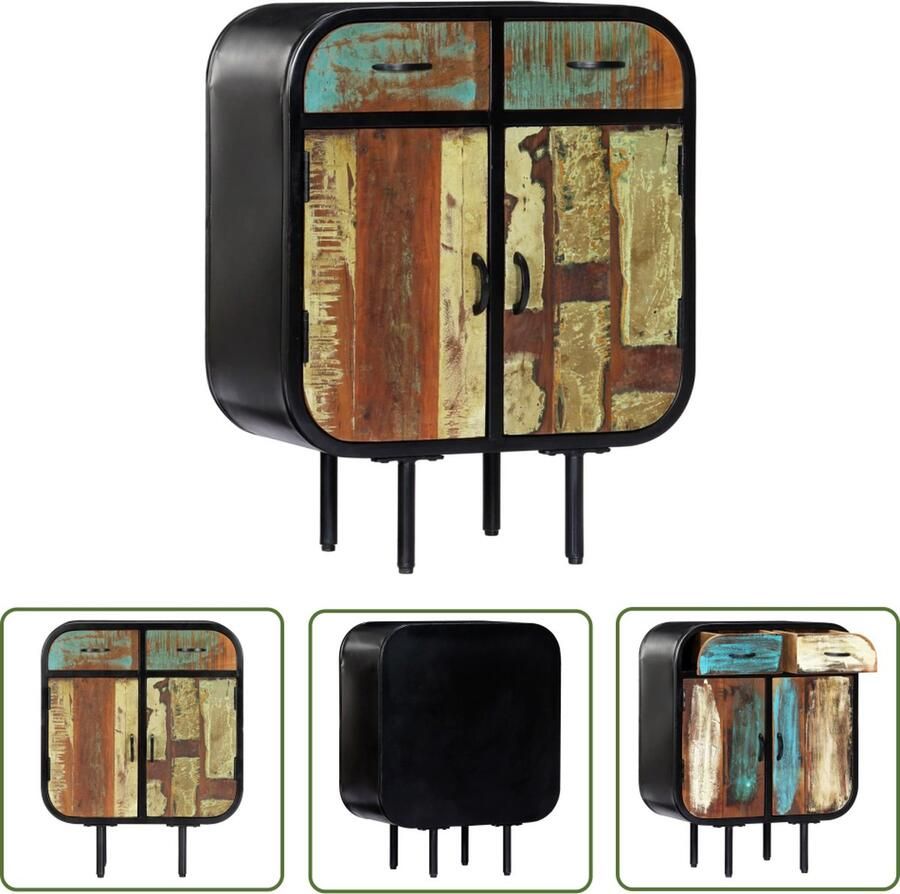 The Living Store Dressoir 60x30x75 cm massief gerecycled hout Retro Dresser Bijzetkast Industrieel Design Vintage Look Opbergkast