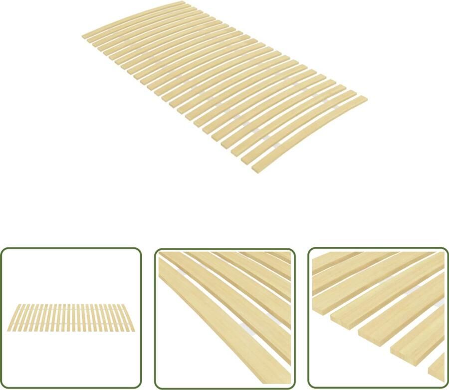 VidaXL Lattenbodem 100x200 cm Massief populierenhout Houten Lattenbodem Tweepersoons Bed Populieren Hout Bruine Bedbodem Bed Frame Slaapcomfort Goedkope Bedbodem Stevige Bedbodem Inklapbare Bedbodem