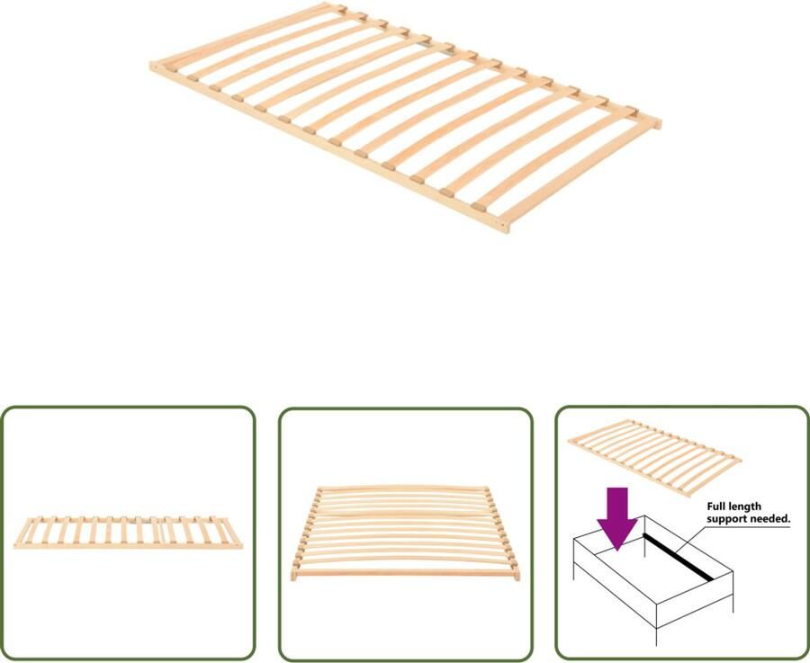 VidaXL Lattenbodem 13 Latten 100x200 cm Lattenbodem Houten Lattenbodem Bedbodem Tweepersoons Bedbodem Beukenhouten Bedbodem Massief Hout Bedbodem Slaapcomfort Slaapkamer Meubilair Nieuwe Bedbodem - Foto 2