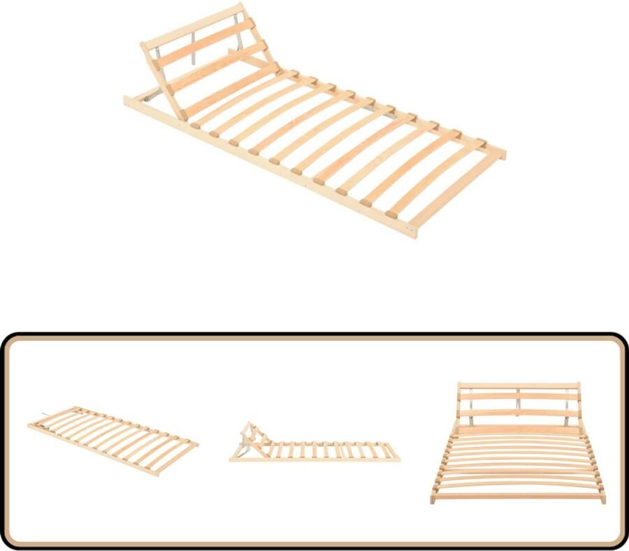 VidaXL Lattenbodem 13 Latten Verstelbaar 90x200 cm Lattenbodem Bedbodem Houten Bedbodem Beukenhouten Bedbodem Tweepersoons Bedbodem Slaapcomfort Slaapkamer Meubilair