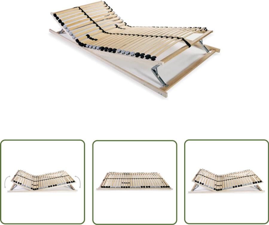 The Living Store Lattenbodem met 28 latten 7 zones 80x200 cm Lattenbodem Houten Bedbodems Massief Beukenhout Comfortzonen Verstelbare Stevigheid