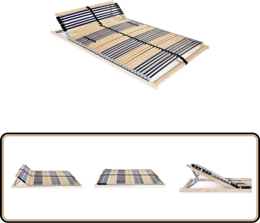 VidaXL Lattenbodem 42 Latten 120x200 cm Verstelbaar Lattenbodem Bedbodem Massieve Houten Lattenbodem Verstelbare Lattenbodem Comfortzonen