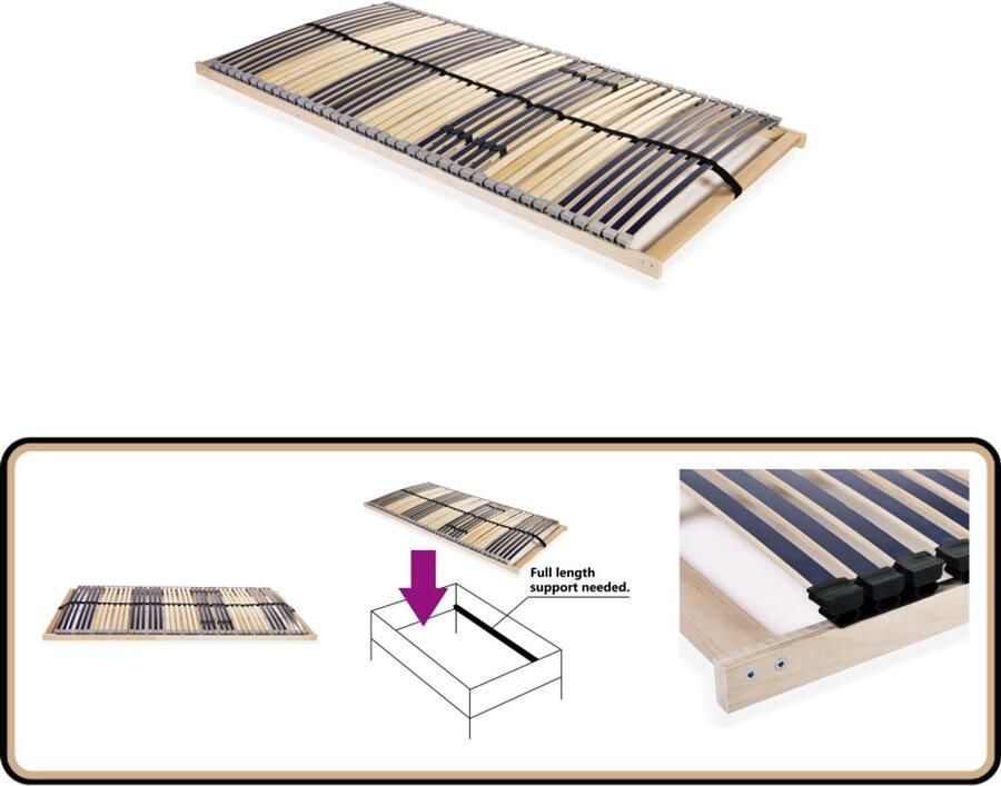 VidaXL Lattenbodem 42 Latten 7 Zones 120x200 cm Lattenbodem Bedbodem Massief Hout Beukenhout Berkenhout