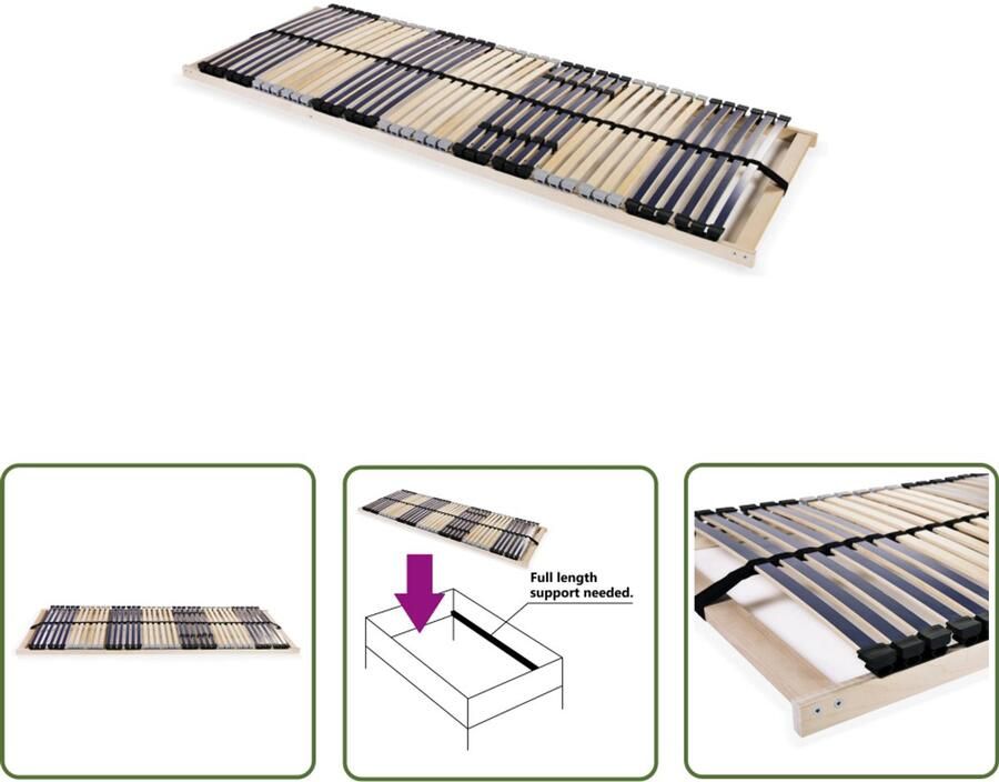 VidaXL Lattenbodem 42 Latten 90x200 cm Lattenbodem Bedbodem Massief Hout Lakenkast Slaapkamerinrichting Comfort Stevigheid Verstelbaar Montage