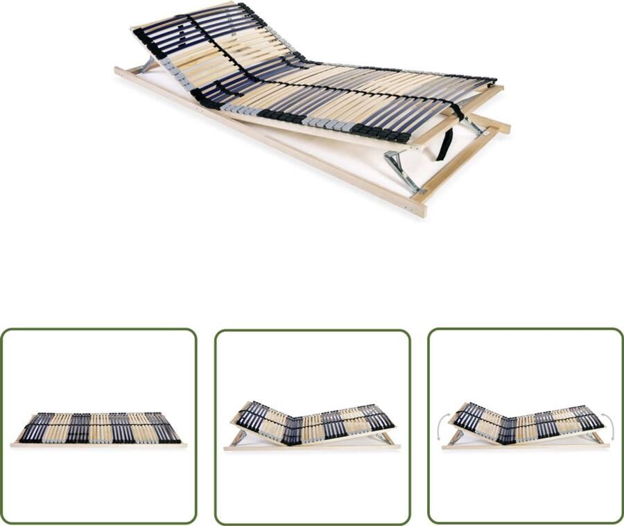VidaXL Lattenbodem 42 Latten 90x200 cm Verstelbaar Lattenbodem Massieve Lattenbodem Beukenhouten Lattenbodem Berkenhouten Lattenbodem Adjustable Bed Frame Bedondersteuning Slaapcomfort