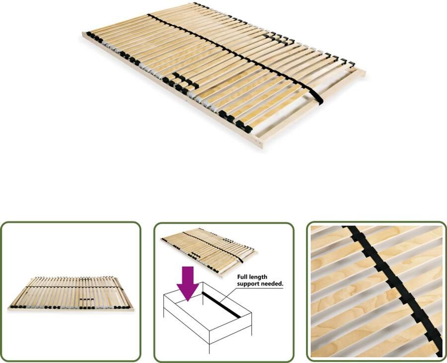 VidaXL Lattenbodem 7 Zones 100x200 cm 28 Latten Lattenbodem Bedbodem Massieve Houten Lattenbodem Hout Bedbodem Comfortzonen Stevige Bedbodem Tweepersoons Bedbodem