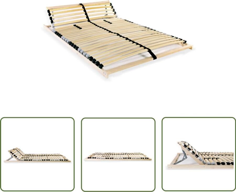VidaXL Lattenbodem 7 Zones 140x200 cm Lattenbodem Bedbodem Massief Hout Lakenkast Slaapkamermeubilair Comfortzonen