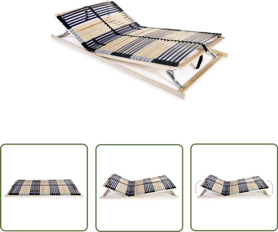 VidaXL Lattenbodem 7 Zones 140x200 cm Lattenbodem Massieve Lattenbodem Beukenhouten Lattenbodem Tweepersoons Bedbodem 140x200 Adjustable Bedbase